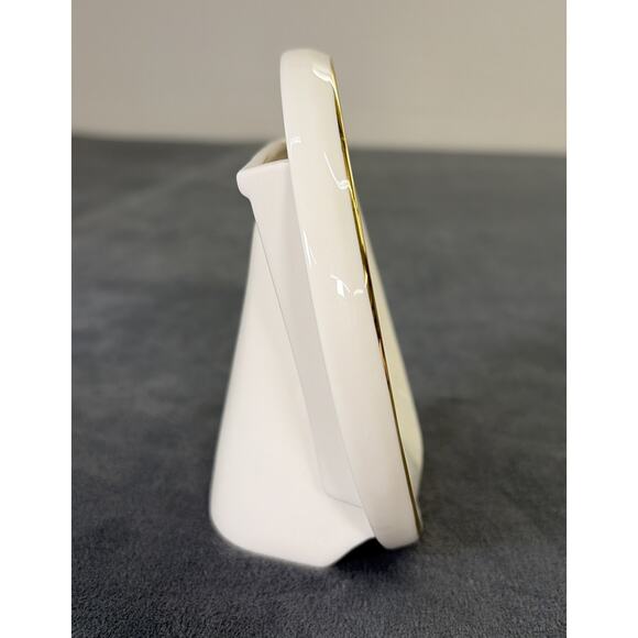 3) Lenox Ivory Porcelain Picture Frame Round 14k Gold Trim 5 " Tall EUC Charity - Picture 5 of 9